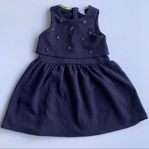 Lydia Jane Navy Dress Size 6 Rhinestone Flowers